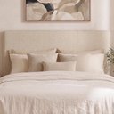 Ver imagem 2 de Cabeceira Painel Suspenso Casal 140 cm Luna Retangular Linho Bege Champanhe Artte