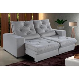 Sofá Retrátil e Reclinável 1,80m Molas Ensacadas Suede Isis Castor Sofá Casa - 3