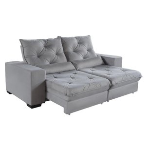 Sofá Retrátil e Reclinável 1,80m Molas Ensacadas Suede Isis Castor Sofá Casa
