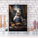 Ver imagem 1 de Quadro para Cozinha Gato Cozinheiro 45x34cm - com Vidro:madeira Branca