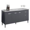 Balcão Gabinete Com Pia Inox 150cm 4 Portas e 1 Gaveta Gabriela Cinza - AJL Móveis - 1