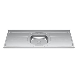 Balcão Gabinete Com Pia Inox 150cm 4 Portas e 1 Gaveta Gabriela Cinza - AJL Móveis - 6