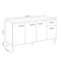 Ver imagem 5 de Balcão Gabinete Com Pia Inox 150cm 4 Portas e 1 Gaveta Gabriela Cinza - AJL Móveis