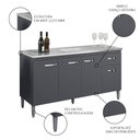 Ver imagem 4 de Balcão Gabinete Com Pia Inox 150cm 4 Portas e 1 Gaveta Gabriela Cinza - AJL Móveis