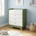 Ver imagem 1 de Cômoda Infantil 4 Gavetas Encanto 100 x 81cm Verde Oliva/Branco