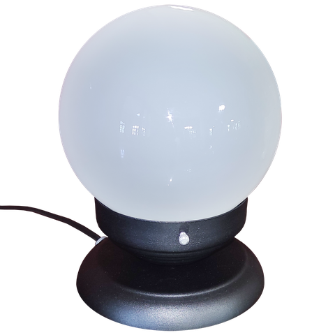 Abajur Bola de Cristal Preto C/esfera 10x15 Branco Brilho