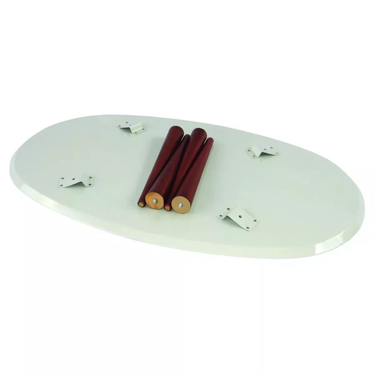 Mesa de centro oval para sala 90x60 cm pés palitos cores - Off White - 3