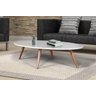 Mesa de centro oval para sala 90x60 cm pés palitos cores - Off White - 1