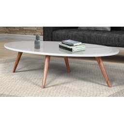 Mesa de centro oval para sala 90x60 cm pés palitos cores - Off White - 2
