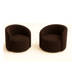 Conjunto Decorativo 02 Poltronas + Sofá Curvo Orgânico Nature Gaia Suede Marrom - Montanaris Decor - 3