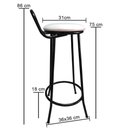 Ver imagem 4 de Banqueta Alta Drink New de Metal Estofada Banco Alto para Cozinha Bar Balcão Preta Assento Branco
