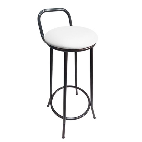 Banqueta Alta Drink New de Metal Estofada Banco Alto para Cozinha Bar Balcão Preta Assento Branco