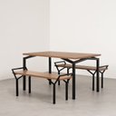 Ver imagem 2 de Conjunto Soho Mesa Industrial 4 lugares com 2 Bancos 2 Lugares 120cm CabeCasa MadeiraOriginals