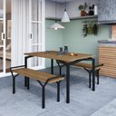 Ver imagem 1 de Conjunto Soho Mesa Industrial 4 lugares com 2 Bancos 2 Lugares 120cm CabeCasa MadeiraOriginals