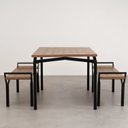 Ver imagem 3 de Conjunto Soho Mesa Industrial 4 lugares com 2 Bancos 2 Lugares 120cm CabeCasa MadeiraOriginals
