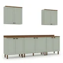 Ver imagem 2 de Cozinha Completa Modulada 5 Peças 100% MDF 2 Armários Aéreos e 3 Balcões com Tampo Iluminata Verde Mint e Ébano