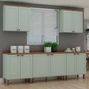 Ver imagem 4 de Cozinha Completa Modulada 5 Peças 100% MDF 2 Armários Aéreos e 3 Balcões com Tampo Iluminata Verde Mint e Ébano