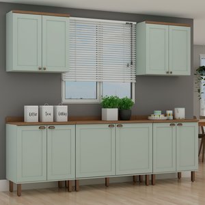 Cozinha Completa 5 Peças 3 Balcões 2 Armários Aéreos Iluminata 