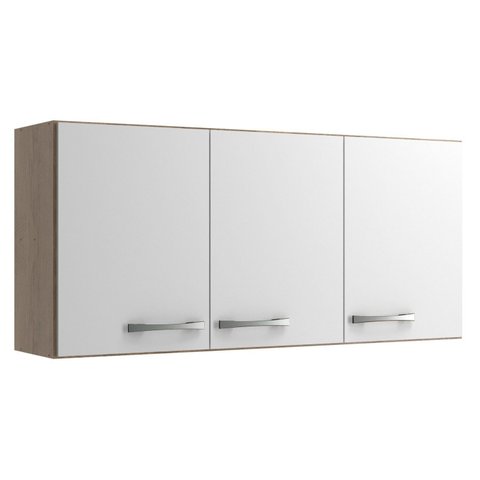 Armário Multiuso Aéreo 3 Portas Essencial Branco/Castanho