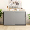 Ver imagem 3 de Armário Organizador 140cm 2 Portas de Correr Escritório F5 Cor:cinza Sagrado com Preto
