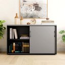Ver imagem 4 de Armário Organizador 140cm 2 Portas de Correr Escritório F5 Cor:cinza Sagrado com Preto