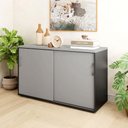 Ver imagem 1 de Armário Organizador 140cm 2 Portas de Correr Escritório F5 Cor:cinza Sagrado com Preto