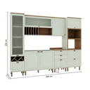 Ver imagem 3 de Cozinha Completa Modulada 6 Peças 100% MDF com Balcão para Pia, Torre Quente e Cristaleira com Garrafeiro Iluminata Verde Mint e Ébano