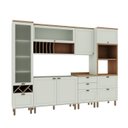 Ver imagem 6 de Cozinha Completa Modulada 6 Peças 100% MDF com Balcão para Pia, Torre Quente e Cristaleira com Garrafeiro Iluminata Verde Mint e Ébano