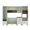 Ver imagem 4 de Cozinha Completa Modulada 6 Peças 100% MDF com Balcão para Pia, Torre Quente e Cristaleira com Garrafeiro Iluminata Verde Mint e Ébano
