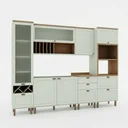 Ver imagem 2 de Cozinha Completa Modulada 6 Peças 100% MDF com Balcão para Pia, Torre Quente e Cristaleira com Garrafeiro Iluminata Verde Mint e Ébano