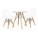 Ver imagem 1 de Conjunto Mesa Redonda Chanfrada Branca Eames 70cm com 2 Cadeiras Branca Kaila Dsw - La Mobilia