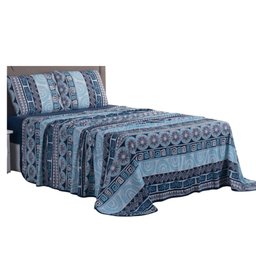 Jogo Lençol Cama Queen 4 Peças 100% Algodão Malha Penteada:est Marinho - 3