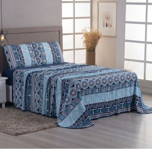 Jogo Lençol Cama Queen 4 Peças 100% Algodão Malha Penteada:est Marinho