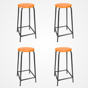 Ver imagem 1 de Kit 4 Banco de Metal Bar Assento Plástico Empilhável:laranja/75