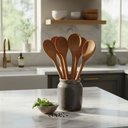 Ver imagem 3 de Kit 6 Colheres de Pau 30 Cm em Madeira Artesanal Teixeira:marrom-claro