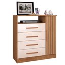 Ver imagem 1 de Comoda Delta Quarto com 4 Gavetas e 1 Porta Canelato+3d Canelato/off White