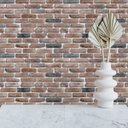 Ver imagem 2 de Papel de Parede Adesivo Tijolo Rústico Marrom e Preto 2,50m