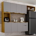 Ver imagem 2 de Armario de Cozinha Nara Compacta 8 Portas com 1 Gaveta 193cm Cinamomo/cinza