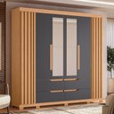 Ver imagem 2 de Guarda Roupa Casal Doble 4 Portas e 4 Gavetas Freijó/titanium com Espelho - Móveis Albatroz