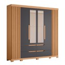 Ver imagem 1 de Guarda Roupa Casal Doble 4 Portas e 4 Gavetas Freijó/titanium com Espelho - Móveis Albatroz