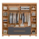 Ver imagem 3 de Guarda Roupa Casal Doble 4 Portas e 4 Gavetas Freijó/titanium com Espelho - Móveis Albatroz