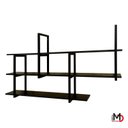 Ver imagem 4 de Prateleira Suspensa Prática Estilo Industrial Suporte de Metal e Mdf Preto para Sala Quarto Cozinha