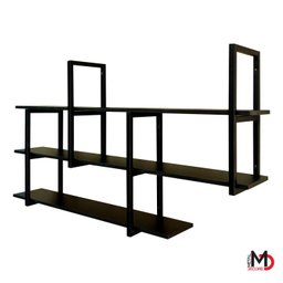 Prateleira Suspensa Prática Estilo Industrial Suporte de Metal e Mdf Preto para Sala Quarto Cozinha - 5