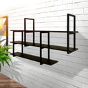 Ver imagem 2 de Prateleira Suspensa Prática Estilo Industrial Suporte de Metal e Mdf Preto para Sala Quarto Cozinha