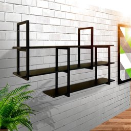 Prateleira Suspensa Prática Estilo Industrial Suporte de Metal e Mdf Preto para Sala Quarto Cozinha - 3