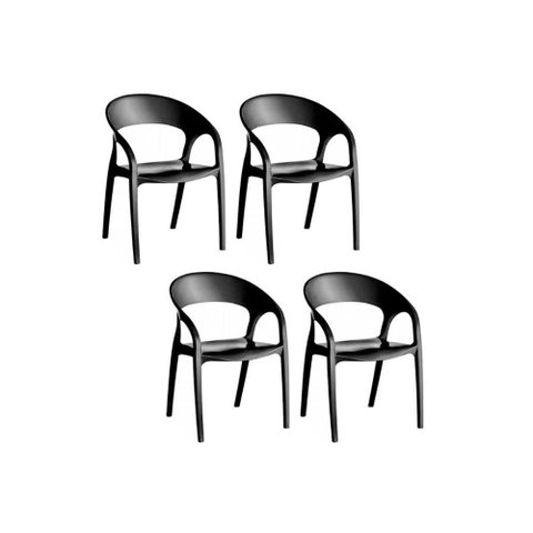 Cadeira de Cozinha Glass Plus UZ8004 Kit 4 Un Polipropileno Preto - Kappesberg
