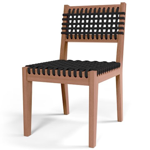 Cadeira para Área Externa Cozinha Varanda Corda Náutica Preto Giardino G01 Castanheira - Lyam Decor