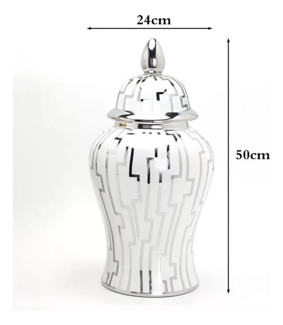 Ver imagem 7 de Vaso Decorativo Porcelana Chinesa Branco Prateado 50x24