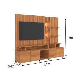 Home para Tv até 55 Led Frisado 2,10m Lukaliam Móveis - 4