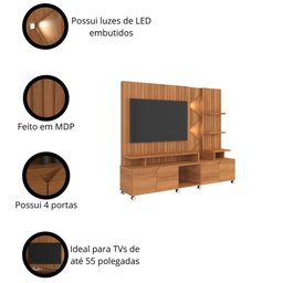 Home para Tv até 55 Led Frisado 2,10m Lukaliam Móveis - 3